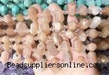 CBBS214 Top drilled 7*16mm - 11*25mm hexahedral prism sunstone beads wholesale