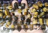 CBBS217 Top drilled 7*16mm - 11*25mm hexahedral prism yellow tiger eye beads wholesale