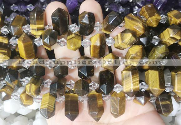 CBBS217 Top drilled 7*16mm - 11*25mm hexahedral prism yellow tiger eye beads wholesale