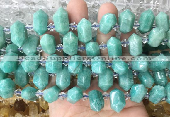 CBBS220 Top drilled 7*16mm - 11*25mm hexahedral prism amazonite beads wholesale