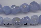 CBC30 15.5 inches 12*13mm nuggets blue chalcedony beads