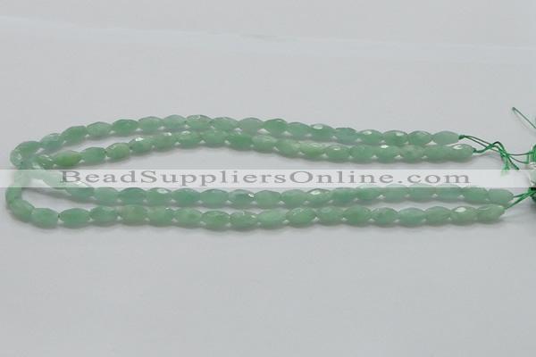 CBJ12 15.5 inches 6*10mm faceted rice jade beads wholesale
