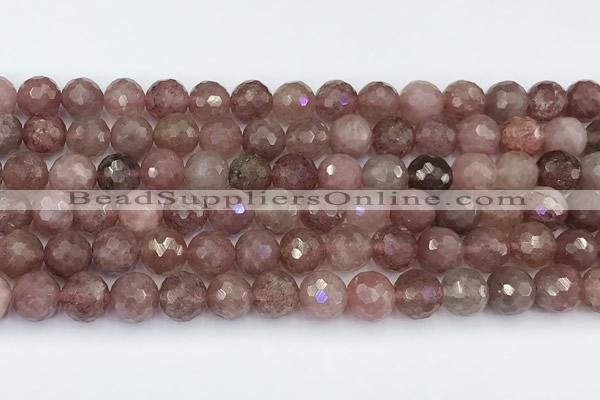 CBQ763 15 inches 9mm faceted round strawberry quartz beads