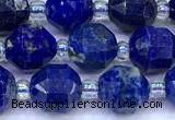 CCB1303 15 inches 7mm - 8mm faceted lapis lazuli beads