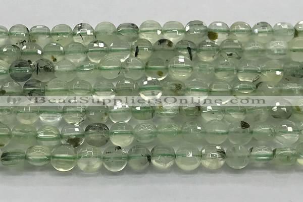 CCB728 15.5 inches 8mm faceted coin prehnite gemstone beads