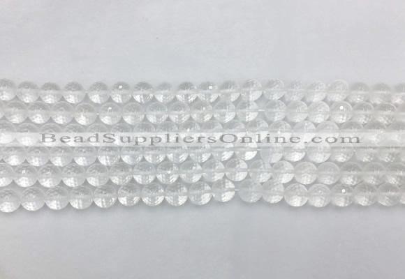 CCBS03 15 inches 6mm faceted round white crystal beads wholesale