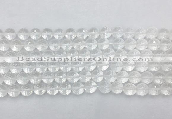 CCBS04 15 inches 8mm faceted round white crystal beads wholesale