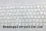 CCBS15 15 inches 12mm faceted square white crystal beads wholesale