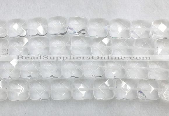 CCBS17 15 inches 16mm faceted square white crystal beads wholesale