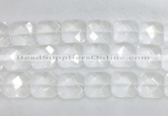 CCBS19 15 inches 20mm faceted square white crystal beads wholesale