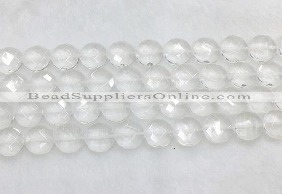 CCBS22 15 inches 14mm faceted coin white crystal beads wholesale