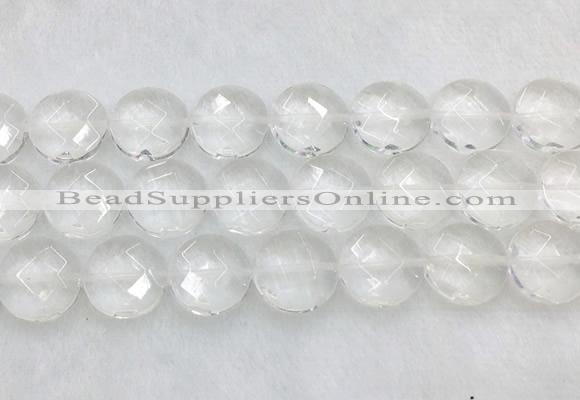 CCBS24 15 inches 18mm faceted coin white crystal beads wholesale