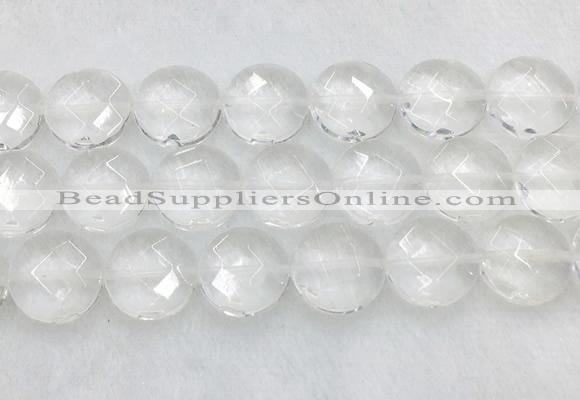 CCBS25 15 inches 20mm faceted coin white crystal beads wholesale