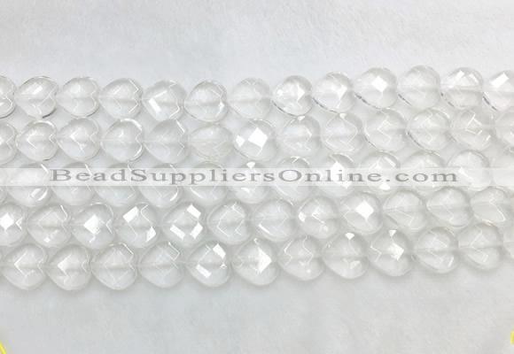 CCBS27 15 inches 12mm faceted heart white crystal beads wholesale