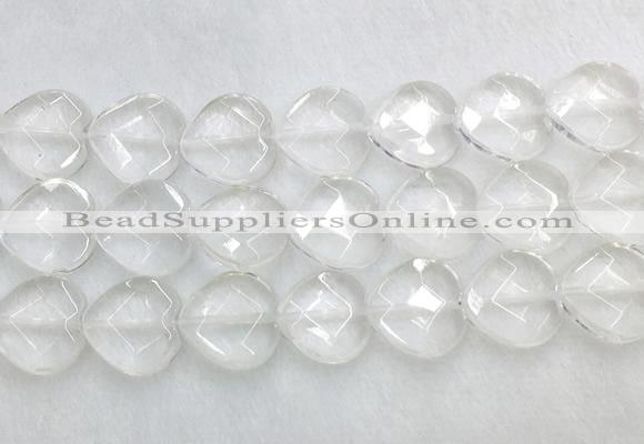 CCBS30 15 inches 18mm faceted heart white crystal beads wholesale