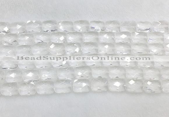 CCBS34 15 inches 10*14mm faceted rectangle white crystal beads wholesale
