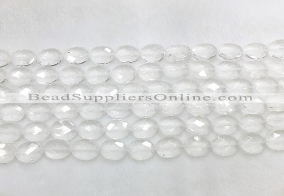 CCBS39 15 inches 8*12mm faceted oval white crystal beads wholesale