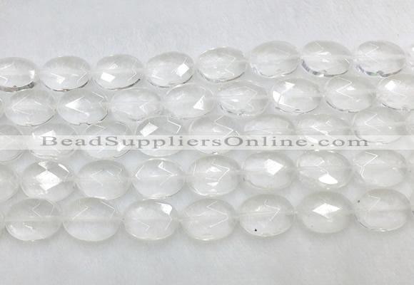 CCBS41 15 inches 12*16mm faceted oval white crystal beads wholesale