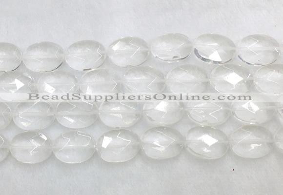 CCBS42 15 inches 13*18mm faceted oval white crystal beads wholesale