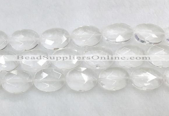 CCBS43 15 inches 15*20mm faceted oval white crystal beads wholesale