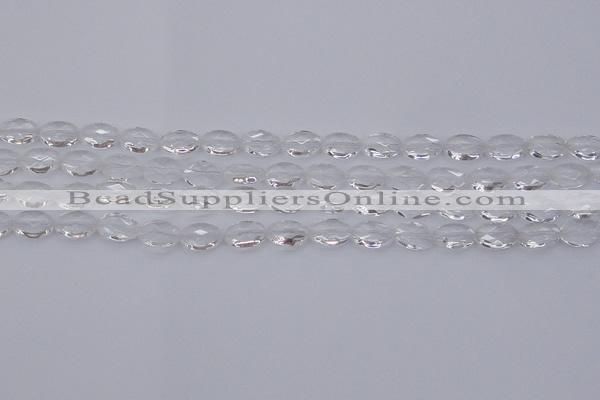 CCC512 15.5 inches 8*12mm faceted oval natural white crystal beads