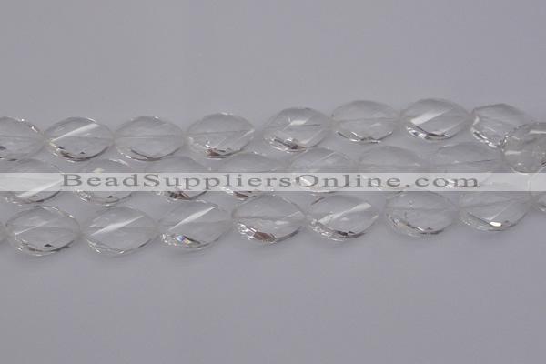 CCC526 15.5 inches 18*25mm twisted & faceted teardrop white crystal beads