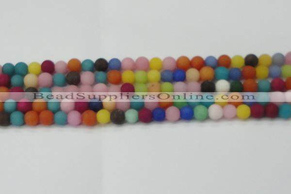 CCN2553 15.5 inches 8mm round mixed color matte candy jade beads