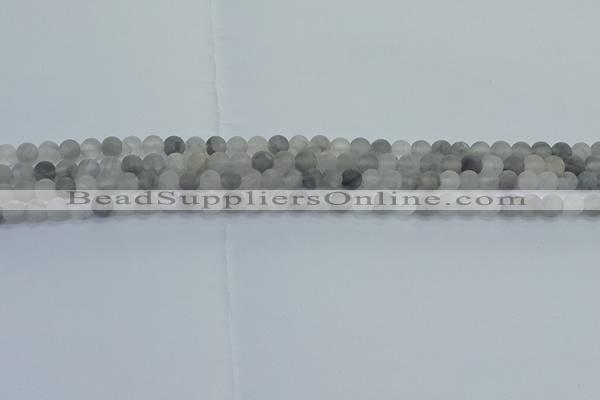 CCQ560 15.5 inches 4mm round matte cloudy quartz beads wholesale