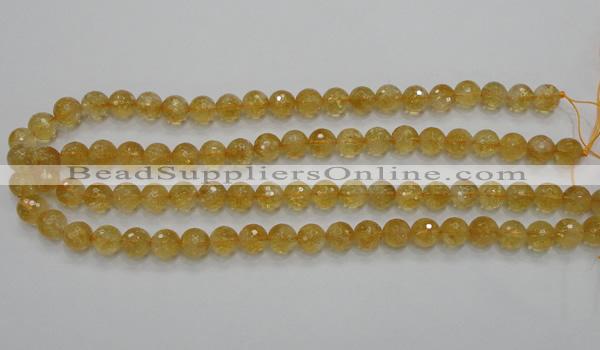 CCR05 15.5 inches 10mm faceted round natural citrine gemstone beads