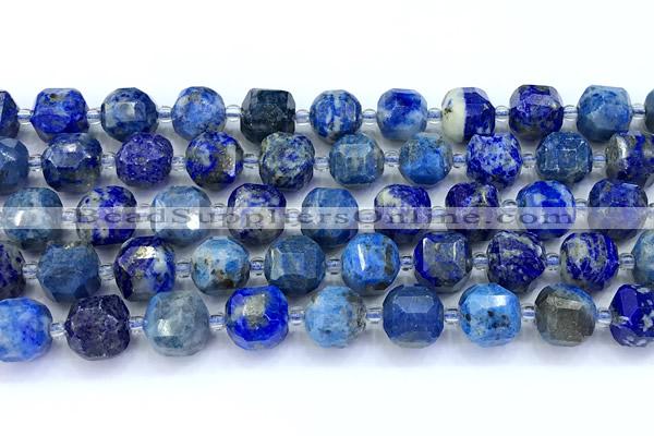 CCU1294 15 inches 9mm - 10mm faceted cube lapis lazuli beads