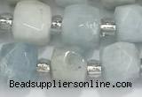 CCU761 15 inches 8*8mm faceted cube aquamarine beads