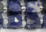 CCU766 15 inches 8*8mm faceted cube sodalite beads