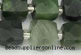 CCU785 15 inches 10*10mm faceted cube Canadian jade beads