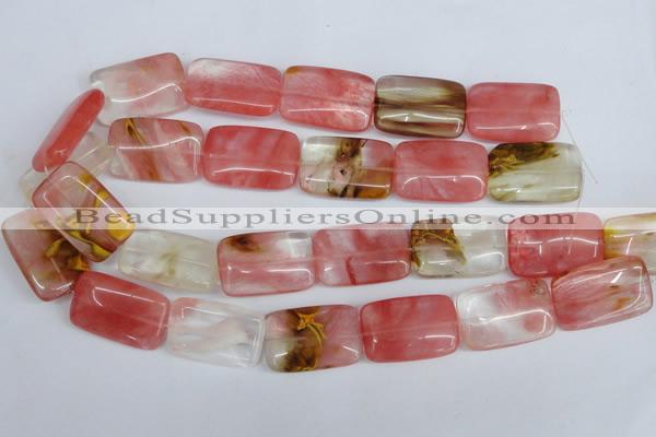 CCY222 15.5 inches 20*30mm rectangle volcano cherry quartz beads