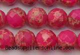 CDE2113 15.5 inches 12mm faceted round dyed sea sediment jasper beads