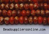 CDE2600 15.5 inches 5*8mm rondelle dyed sea sediment jasper beads