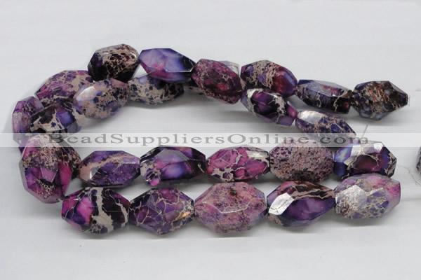 CDT41 15.5 inches 25*35mm faceted nuggets dyed aqua terra jasper beads