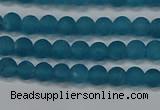 CEQ265 15.5 inches 4mm round matte blue sponge quartz beads