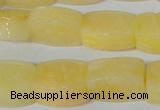 CFG547 15.5 inches 15*20mm carved brick yellow jade beads