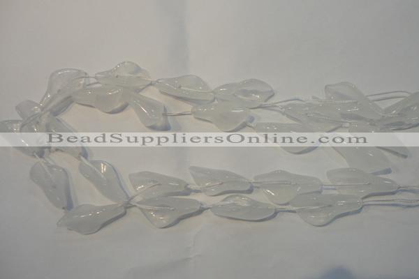 CFG559 15.5 inches 14*28mm carved trumpet flower white jade beads