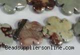 CFG688 15.5 inches 20mm carved flower artistic jasper beads