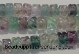 CFL471 15.5 inches 6*8mm carved rondelle natural fluorite beads