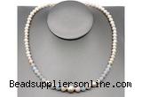 CFN102 potato white freshwater pearl & morganite necklace, 16 - 24 inches