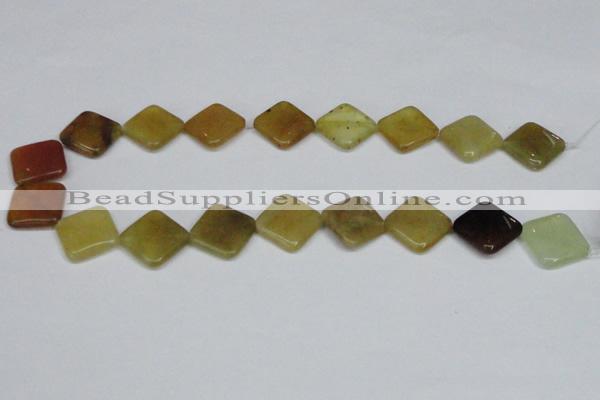 CFW158 15.5 inches 14*14mm diamond flower jade gemstone beads