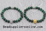 CGB6037 8mm round green tiger eye bracelet with lion head for men