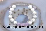 CGB6744 10mm round white howlite & lavender amethyst adjustable bracelets