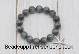 CGB6822 10mm, 12mm eagle eye beaded bracelet with alloy pendant