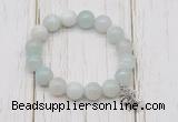 CGB6849 10mm, 12mm sea blue banded agate beaded bracelet with alloy pendant