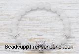 CGB7471 8mm white jade bracelet with leopard head for men or women