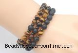 CGB7626 8mm black lava & yellow tiger eye mala stretchy bracelets
